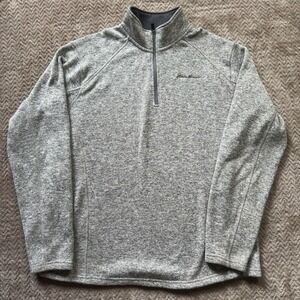 Eddie Bauer Quarter Zip Pullover Men's Gray Fleece Sweater 1/4 Zip Sz XL